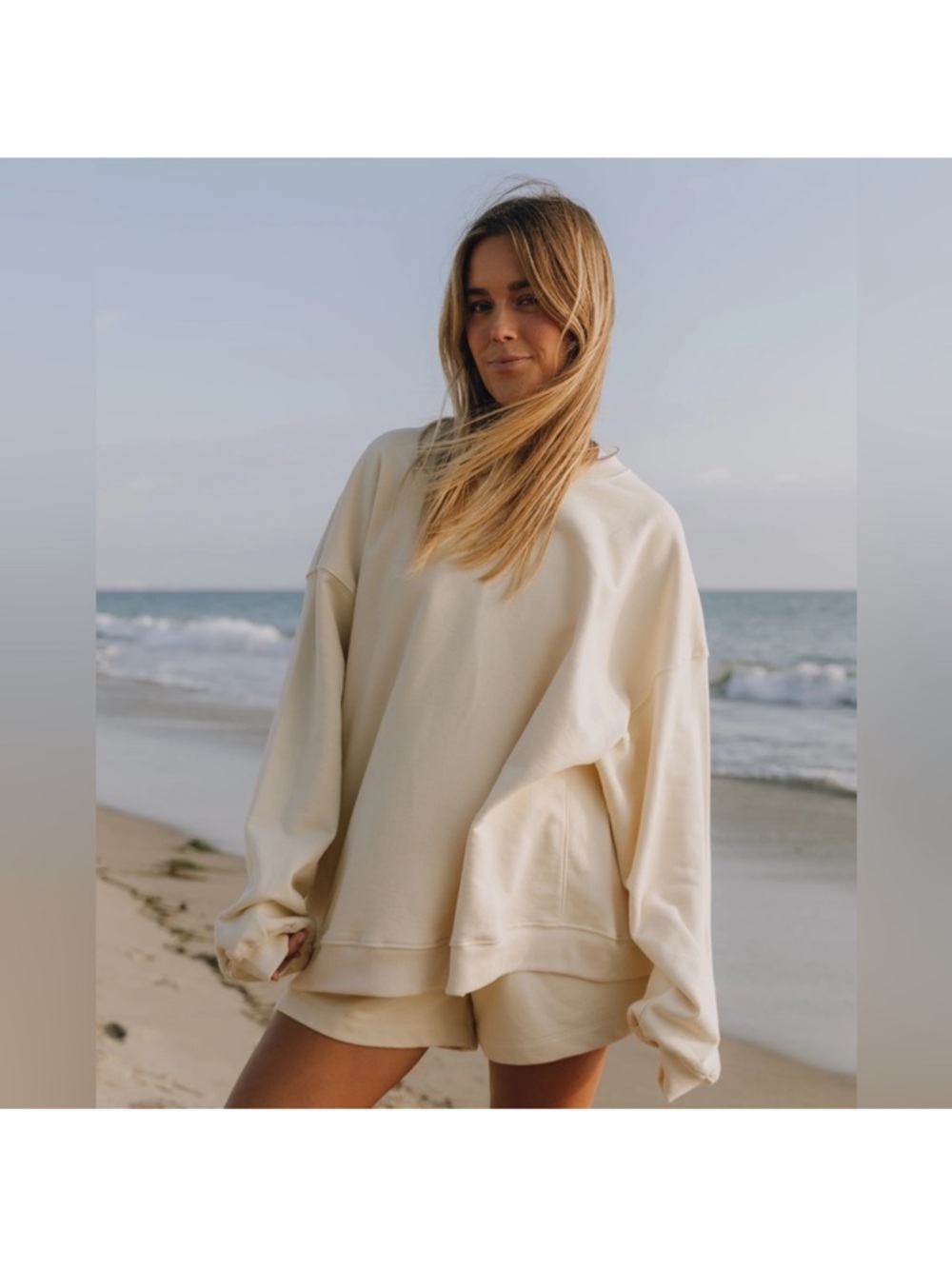 Daily Drills Unisex Oversized Crewneck Sand XS/S NWOT